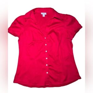 Ann Taylor Red Button up short sleeve
